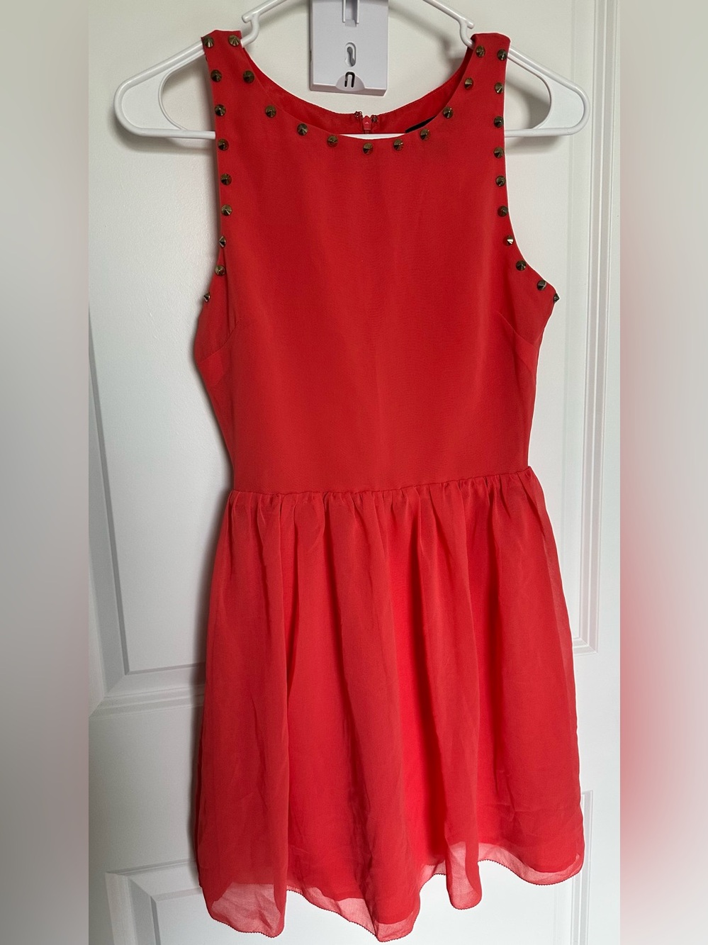 Bebe Coral Sleeveless Stud-Trim Dress
